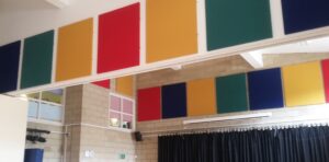 Sports hall acoustic improvement with sound absorption panels